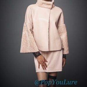 Faux-Shearling Vegan Leather Jacket